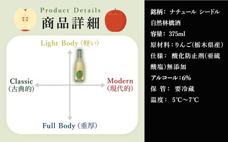ドメーヌ・パーラー ナチュール シードル 自然林檎酒 375ml｜数量限定 せんきん 栃木県 さくら市 送料無料