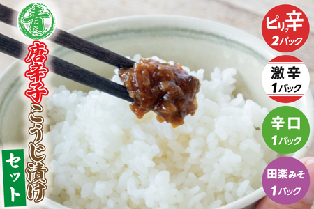 青唐辛子こうじ漬けセット【ピリ辛・辛口・激辛・田楽みそ】AK009