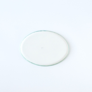 BY001　結晶釉楕円皿（緑結晶釉）