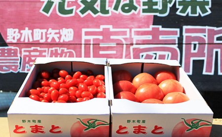 T04 栃木県野木町産トマト小箱＋ミニトマト小箱（各約1.5kg・合計2箱）