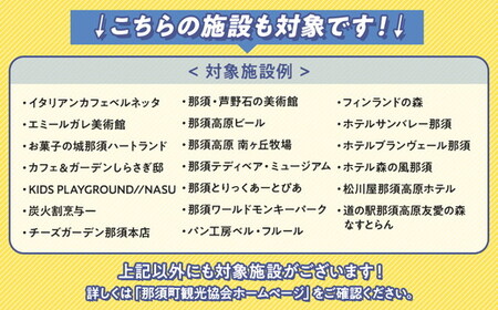 那須町グルメ＆レジャー共通券「那須ぐるチケ」3,000円分（1,000円券×3枚）〔B-137〕｜ 栃木県 那須 商品券 クーポン券 割引券 食事券 日帰り 旅行 観光 サファリパーク 動物園 遊園地 《2026年3月末までの申込みで有効期限延長！》