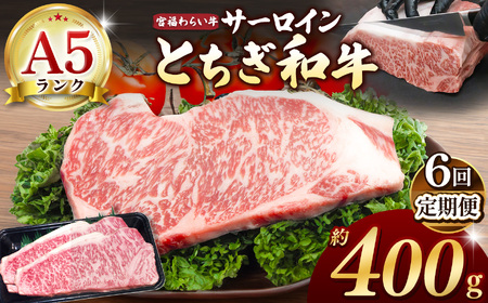 【栃木県共通返礼品】【定期便6回】宮福笑牛（とちぎ和牛） A5 サーロインステーキ　約200g×2枚