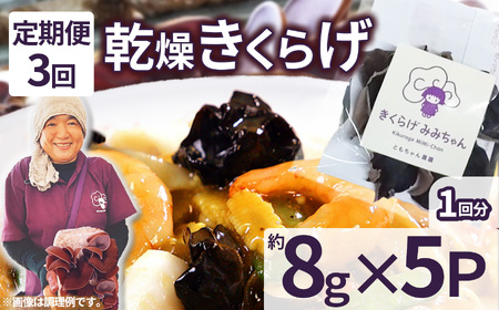 【定期便3回】乾燥きくらげ 8g×5P ともちゃん農園|定期便 乾燥きくらげ きくらげ 贈答用 乾燥 きくらげ 食物繊維 鉄分 カルシウム ビタミンD カリウム アミノ酸  高血圧予防 ふるさと 納税 栃木県 那珂川町 送料無料