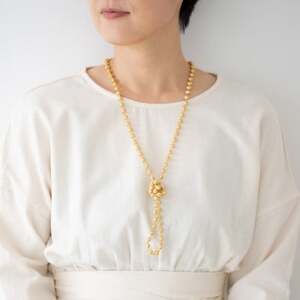 刺繍ネックレス　スフィアラメ(ゴールド)【1628344】