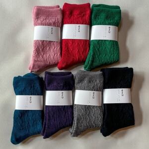 【ezu】ひえとりくつした 薄手/ピンク◆シルク×コットンの二重構造靴下◆ジャガード編み【1650083】