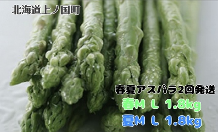 【2026年春夏発送】刀祢農園の朝採り春アスパラM～L（1.8㎏）と夏アスパラM～L（1.8㎏）の２回お届け