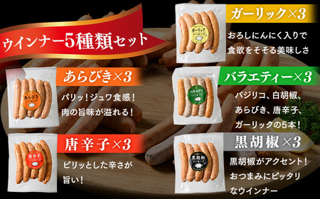 ウインナー充実セット(5種類75本 計1.9kg) | BBQ バーベキュー アウトドア キャプ 肉 豚肉 惣菜 詰め合わせ お弁当 朝食 食べ比べ 真空パック ソーセージ