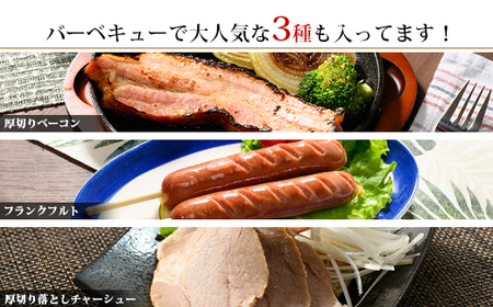ウインナー、ベーコン、チャーシュー 詰め込みセット | BBQ バーベキュー アウトドア キャプ 肉 豚肉 惣菜 詰め合わせ お弁当 朝食 食べ比べ 真空パック ソーセージ
