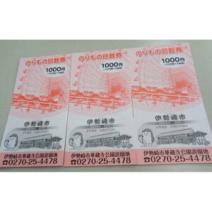 伊勢崎市華蔵寺公園遊園地 乗り物回数券（3,000円分）