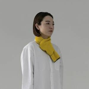 【 OTA KNIT 】ちくちくしないマフラー 無地(イエロー × グレー)_装飾品・工芸品 マフラー・手袋 服飾小物 _【1554351】