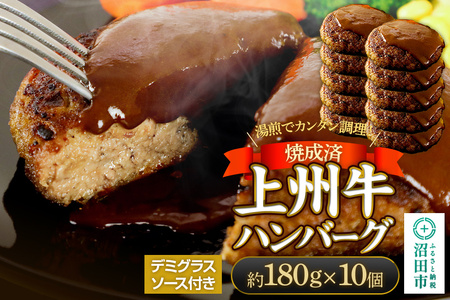 CAS印 上州牛ハンバーグ（デミグラスソース別添）約180g×10 株式会社沼田魚菜市場仲卸
