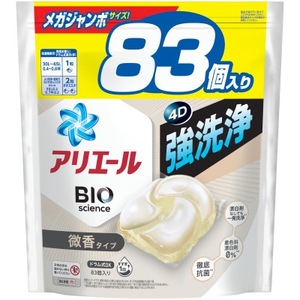 P＆G　アリエールジェルボールプロ　微香　つめかえメガジャンボサイズ(83個入) 4個セット【1553058】