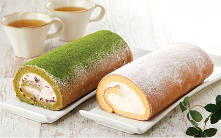 和菓子屋さんのお米の純生ロールケーキ(抹茶&プレーン) 手土産 おやつ デザート スイーツ こだわり お茶うけ しっとり もちもち グルテンフリー F21K-456