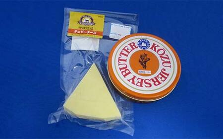 【神津牧場】ジャージー牛の濃厚ミルクで作った発酵バター1つと熟成チェダーチーズ100gセット F21K-304