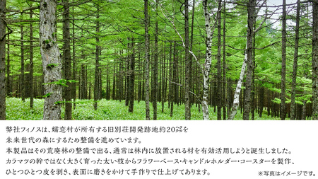 【 SDGs 】フィノスの森 カラマツ間伐材 木製品セット ( フラワーベース 2個、 キャンドルホルダー 1個 ） [BI001tu]