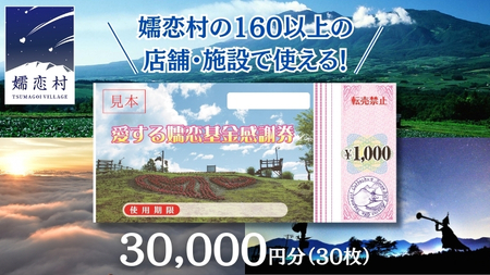 嬬恋村 で使える 感謝券 30,000円分 （30枚） 旅行券 宿泊券 旅行 温泉