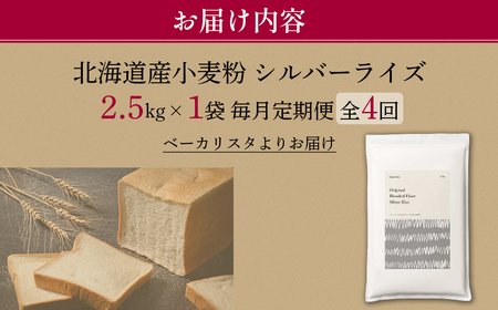 【毎月定期便】北海道産 はるゆたかブレンド小麦粉 シルバーライズ（パン用強力粉）2.5kg 全4回 MROBI026