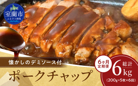 【6ヶ月定期便】カネカン竹内　ポークチャップ（懐かしの特製デミソース付）200g×5枚 MROA130