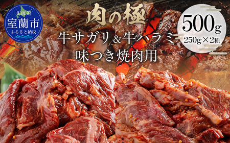牛サガリ味付き焼き肉用と牛ハラミ味付焼き肉用セット 500g（各250g×1） MROBM065