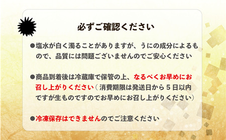 ＜津花食堂 塩水ウニ100g×2パック＞北海道 北海道産 ウニ うに 雲丹 塩水ウニ ミョウバン不使用