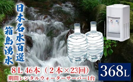 群馬の名水 箱島湧水 エア８L計46本（2本×23回）期間 レンタル ウォーターサーバー 1台 飲料 ドリンク 飲料類 水 ミネラルウォーター 名水 天然水 飲み物 産地直送 