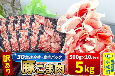 【3D急速冷凍】訳あり!群馬県産 豚こま切れ肉 5kg(500g×10パック)