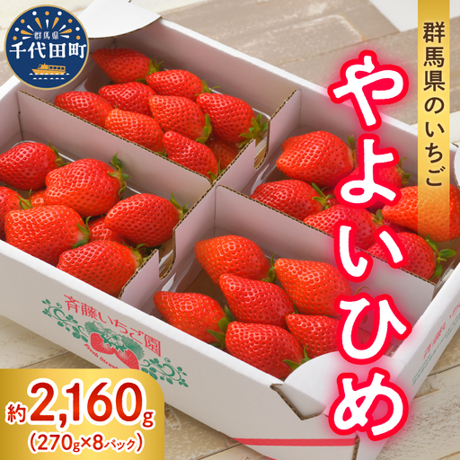 《先行予約》2026年3月発送※ いちご「 やよいひめ 」約270g×8パック 群馬県 千代田町 ＜斉藤いちご園＞ ※沖縄・離島配送不可