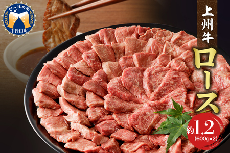 牛肉 ロース 【上州牛】 1.2kg（600g×2パック）  群馬 県 千代田町 ※沖縄・離島地域へのお届け不可 国産 牛肉 ブランド牛 精肉 肉 お肉 焼肉 バーベキュー BBQ キャンプ アウトドア 食品 冷凍便 グルメ お取り寄せ グルメ 送料無料