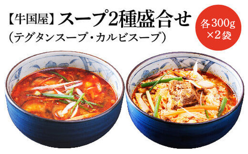 【牛国屋】スープ2種盛合せ（テグタンスープ、カルビスープ）　各300g×2袋　【11100-0782】