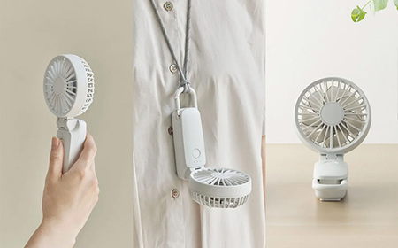 リズム 大風量2重反転ファン搭載ハンディファン Silky Wind Mobile 3.2 ライトグレー 【11100-1848】