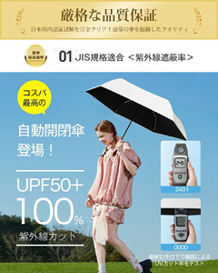 自動開閉折りたたみ傘 6本骨　パープル × ホワイト　【11100-2041】