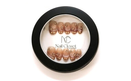 ネイルチップ　ショート【飴色の華】Mサイズ　Antellijan大宮ネイルサロンのハンドメイド　S1-M