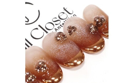 ネイルチップ　ショート【飴色の華】Lサイズ　Antellijan大宮ネイルサロンのハンドメイド　S1-L