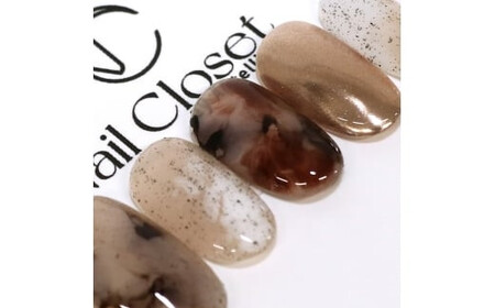 ネイルチップ ミディアム【琥珀煙】Lサイズ Antellijan大宮ネイルサロンのハンドメイド M2-L