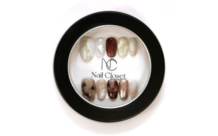 ネイルチップ ミディアム【琥珀煙】Lサイズ Antellijan大宮ネイルサロンのハンドメイド M2-L