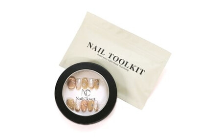 ネイルチップ　ミディアム【金花日和】Lサイズ　Antellijan大宮ネイルサロンのハンドメイド　M4-L