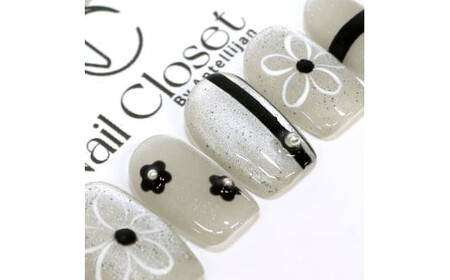 ネイルチップ　ミディアム【夜咲】Lサイズ　Antellijan大宮ネイルサロンのハンドメイド　M6-L