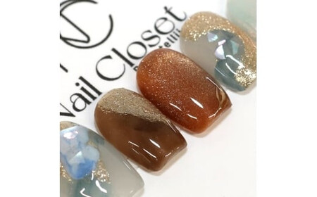 ネイルチップ　ミディアム【宵のあかね】Sサイズ　Antellijan大宮ネイルサロンのハンドメイド　M9-S