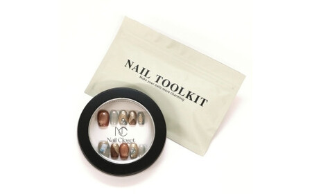 ネイルチップ　ミディアム【宵のあかね】Lサイズ　Antellijan大宮ネイルサロンのハンドメイド　M9-L