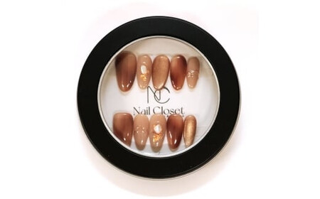 ネイルチップ　ロング【琥珀の雫】Sサイズ　Antellijan大宮ネイルサロンのハンドメイド　L1-S