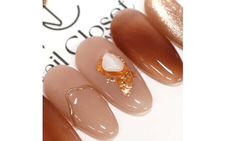 ネイルチップ ロング【琥珀の雫】Lサイズ Antellijan大宮ネイルサロンのハンドメイド L1-L