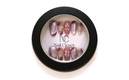 ネイルチップ　ロング【恋色パルフェ】Mサイズ　Antellijan大宮ネイルサロンのハンドメイド　L2-M