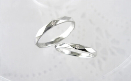 ジュエリームナカタ　（プラチナ）マリッジリング　切り子　ダイヤあり