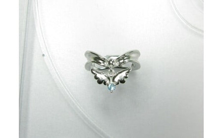 ジュエリームナカタ　【3月 アクアマリン】 ベビーリング　～エンジェルリボン～　シルバー製／チェーンなし