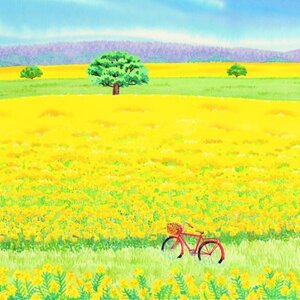 栗乃木ハルミ版画額装品「春の丘」【1227484】