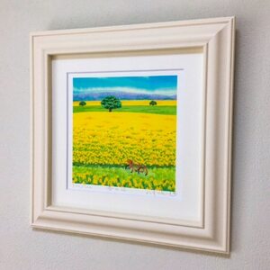 栗乃木ハルミ版画額装品「春の丘」【1227484】