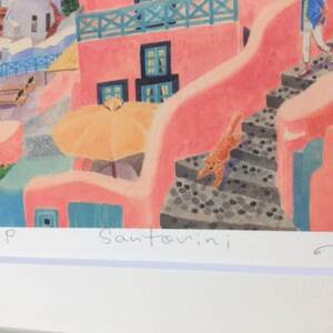栗乃木ハルミ版画額装品「Santorini」【1334217】