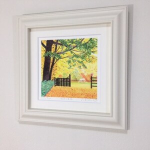 栗乃木ハルミ版画額装品「金色の季節」【1334234】