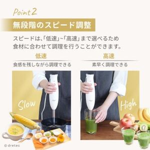 ドリテック ハンドブレンダー＆フードプロセッサー「デリスティックSX」 HM-814WT【配送不可地域：離島・沖縄県】【1716852】