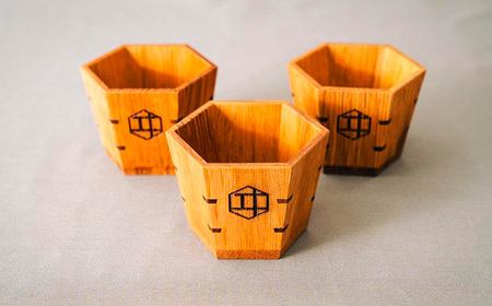 秩父市のウイスキー蒸溜所の熟成樽からつくられた六角枡 No.482